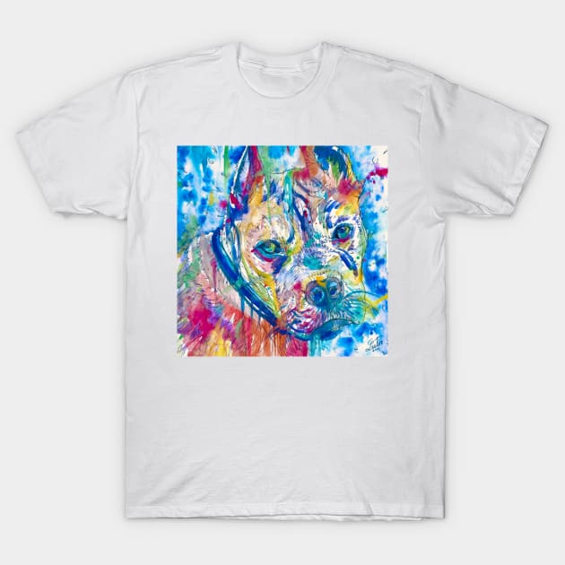 PIT BULL Watercolor portrait .8 T-Shirt by lautir